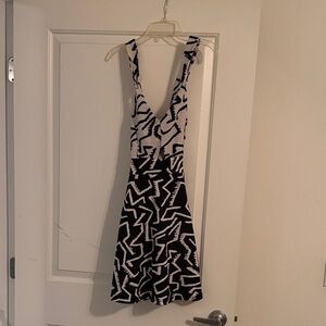 Material Girl Black and White Abstract Mini Dress